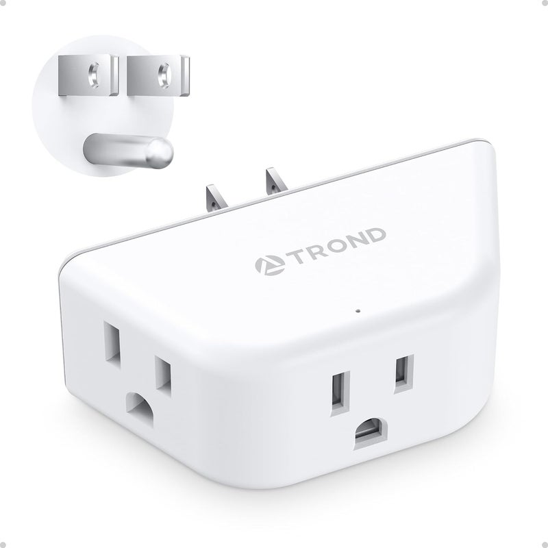 TROND Outlet Extender, 3-Prong Grounded Wall Plug Splitter, 3 Way Angled Outlet Adapter, Cruise Ship Essentials, Plug Expander with 3 Electrical Sockets for Bathroom, Kitchen, White - Image 1